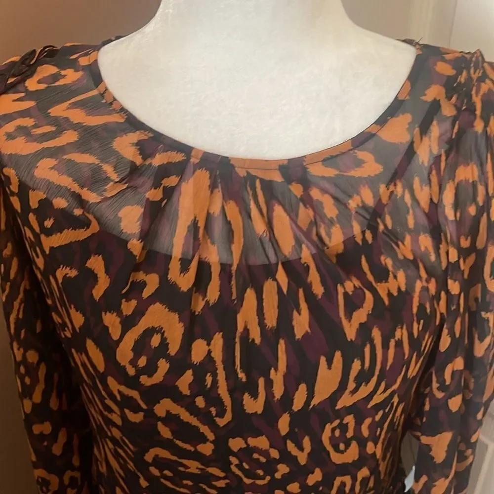 DKNY Leopard Print Mini Dress In Roasted Pecan Medium NWT - Picture 8 of 13
